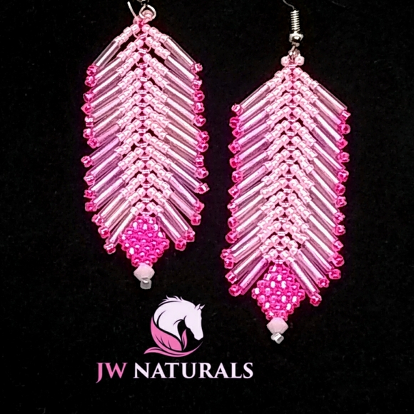 Hand Crafted Jewelry - 🔥SOLD🔥at Comanche PowWow🔥⭐HP 2x⭐ Feather Pink Rodeo Earrings